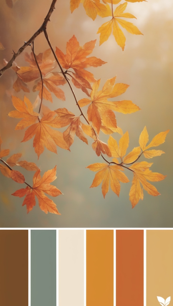 autumn color scheme, fall color trends, warm autumn colors, rustic autumn shades, cozy fall palette