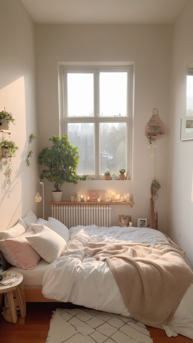 bedroom decor, cozy home decor, aesthetic room ideas, modern bedroom design, stylish bedroom inspiration