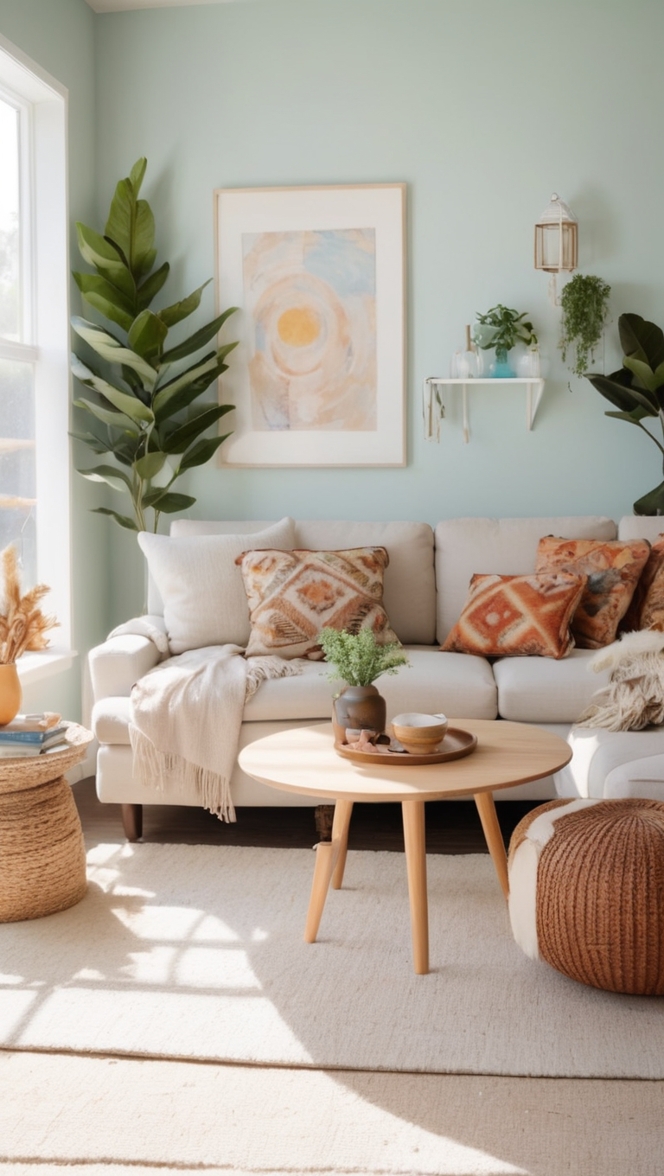 minimalist boho decor, modern boho living room, boho living room design, boho chic decor, minimalist home decor