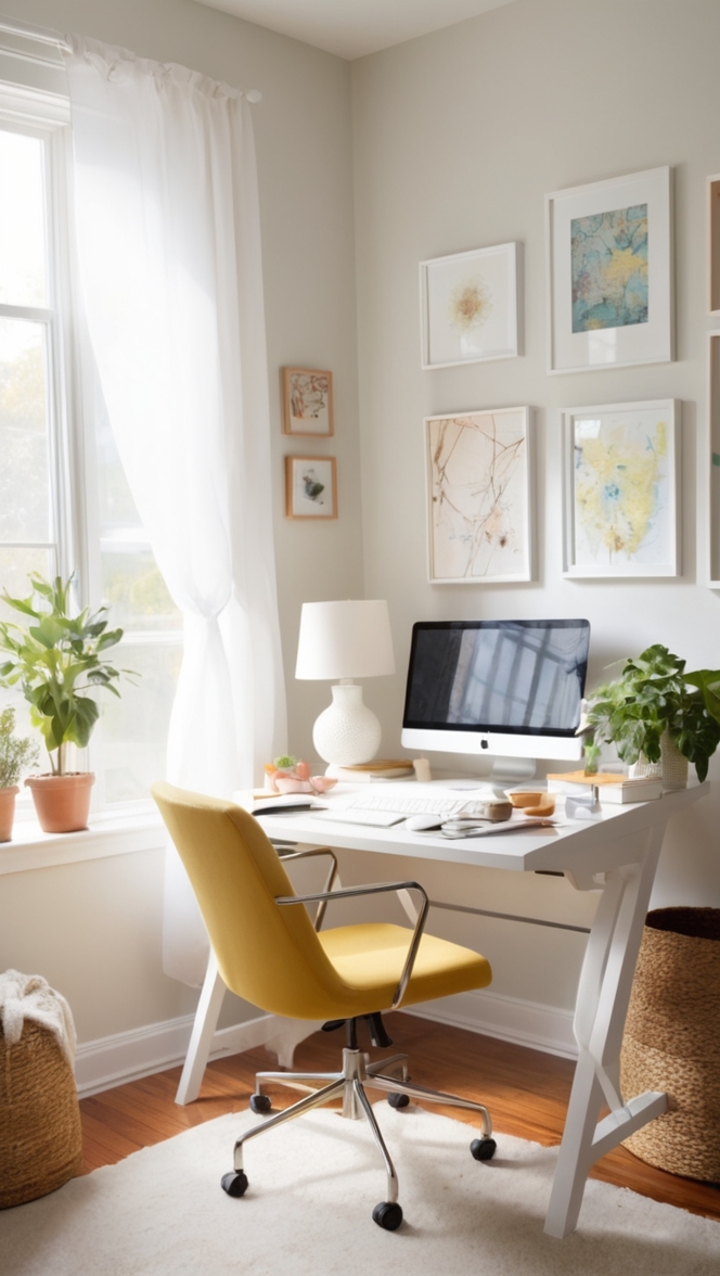 cozy home office design, working from home office, home office setup ideas, comfortable home office, productive home office