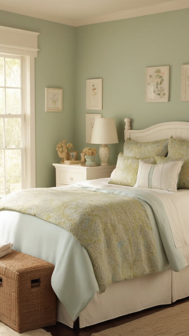 bedroom decor, cottage style, shabby chic, vintage furniture, country home