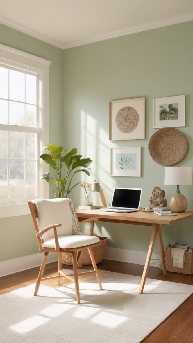 cozy home office decor, cozy work from home setup, stylish home office design, comfortable workspace ideas, chic home office inspiration