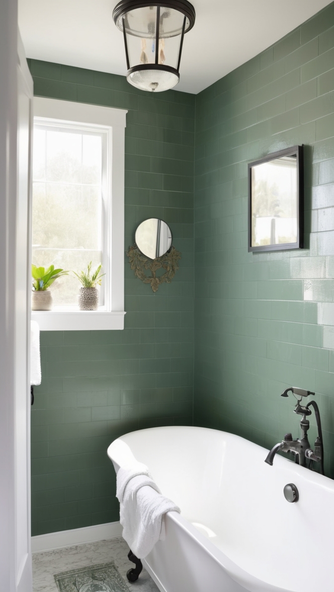 green tiles bathroom, green bathroom floor tiles, dark green mosaic tiles, green ceramic bathroom tiles, green subway tiles