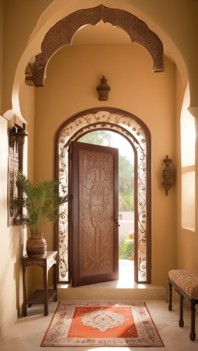 Indian home decor, traditional Indian decor, Indian entrance design, Indian inspired home decor, Indian interior design