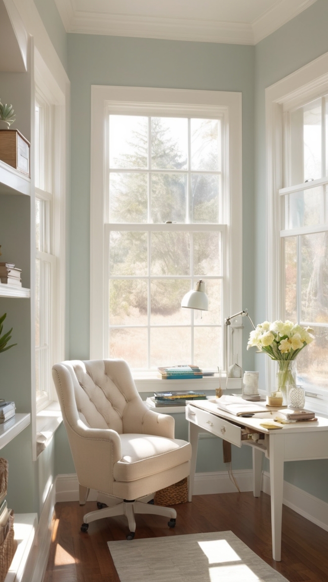 home office decor, comfortable workspace, organized desk space, stylish office furniture, work from home atmosphere