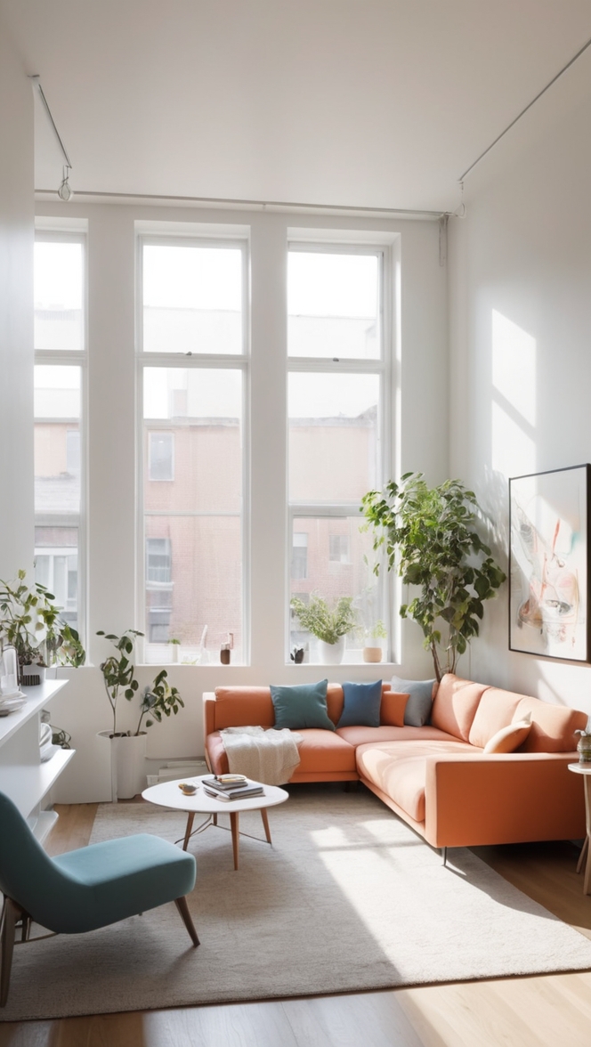 modern living room design, Scandinavian interior design, contemporary home decor, sleek minimalist furniture, minimalist apartment ideas