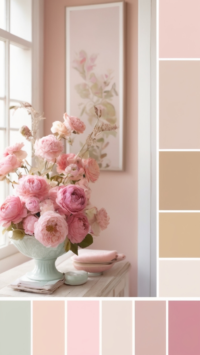 pink color scheme, pink color combinations, blush pink palette, pastel pink theme, soft pink color palette