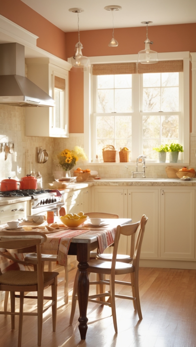 cozy kitchen decor, rustic kitchen design, farmhouse kitchen style, inviting kitchen atmosphere, homey kitchen ambiance