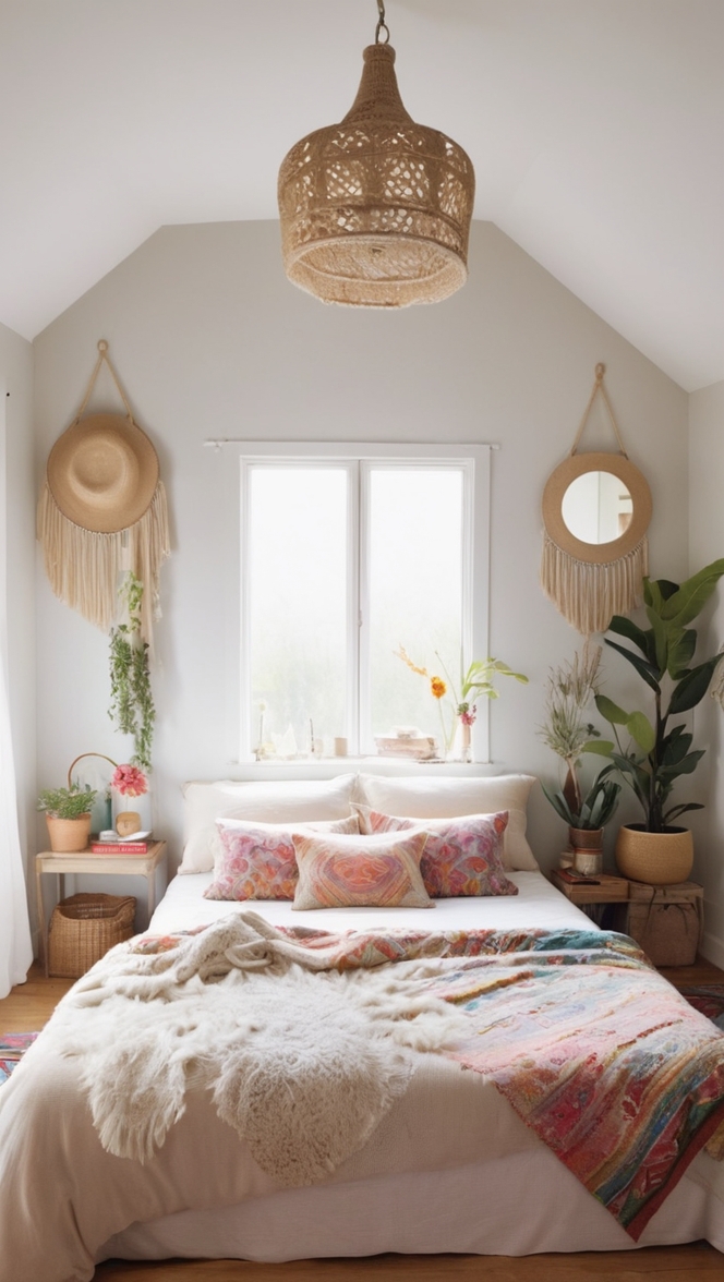 boho bedroom decor, bohemian bedding, boho furniture, chic home decor, modern bohemian design