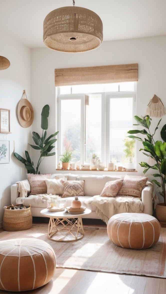 boho chic decor, modern bohemian style, minimalist furniture, eclectic home design, contemporary boho living