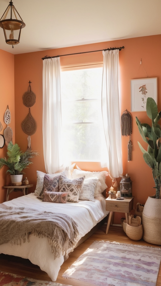 boho chic decor, bohemian home accessories, vintage witchy decor, mystical bedroom design, eclectic boho styling