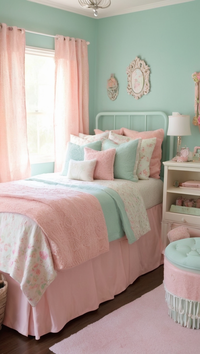 cozy bedroom decor, chic room ideas, feminine bedroom design, stylish girls' room, elegant bedroom theme