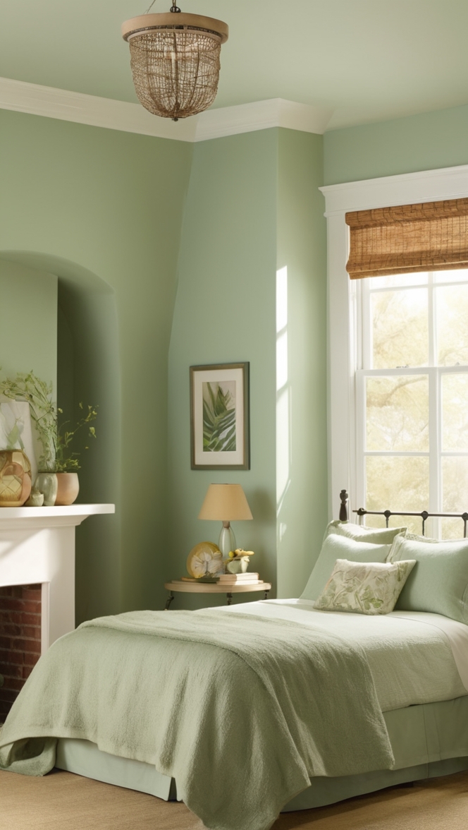 green bedroom decor, cozy bedroom ideas, earthy bedroom colors, bedroom renovation, sustainable bedroom design
