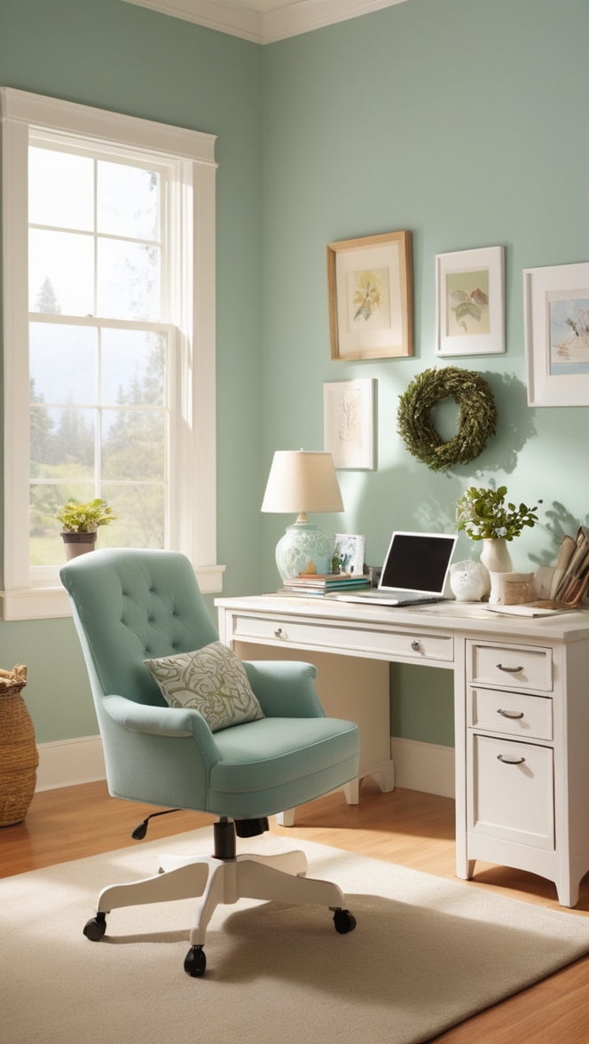 cozy office decor, office room design, small office furniture, home workspace ideas, cozy home office design