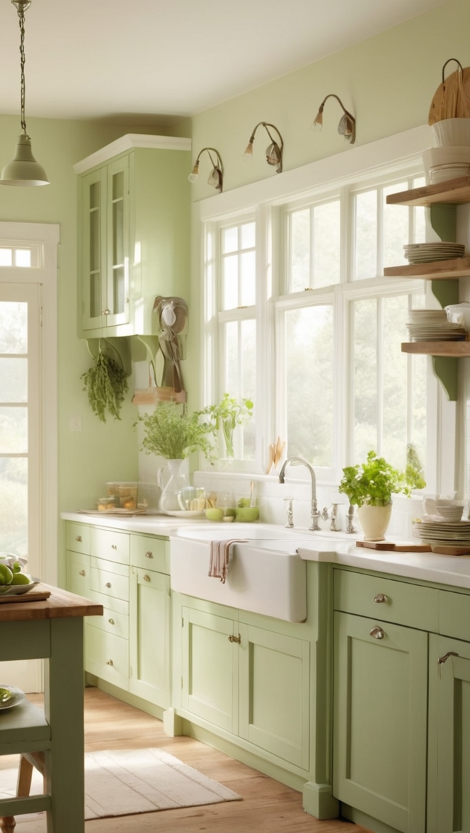 green farmhouse decor, vintage farmhouse kitchen, rustic farmhouse design, farmhouse kitchen renovation, farmhouse kitchen accessories