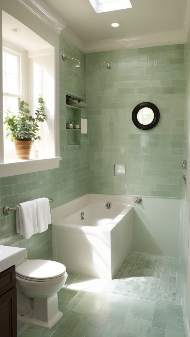 green bathroom tiles, modern green tiles, luxury green tiles, eco-friendly bathroom tiles, stylish green tiles