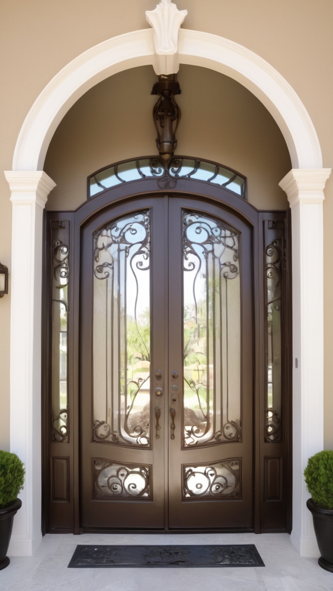 iron door design, front entry door, wrought iron entrance, custom main entry door, luxury iron door