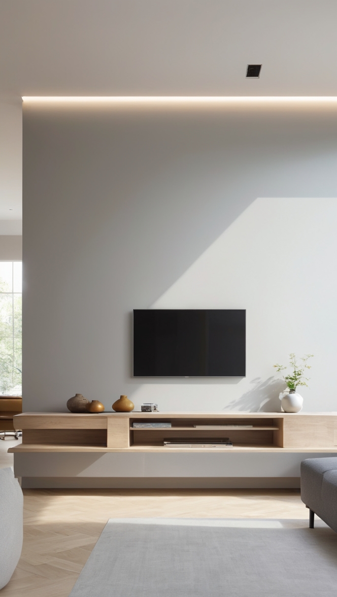 How can I design a minimalist living room TV wall? ?