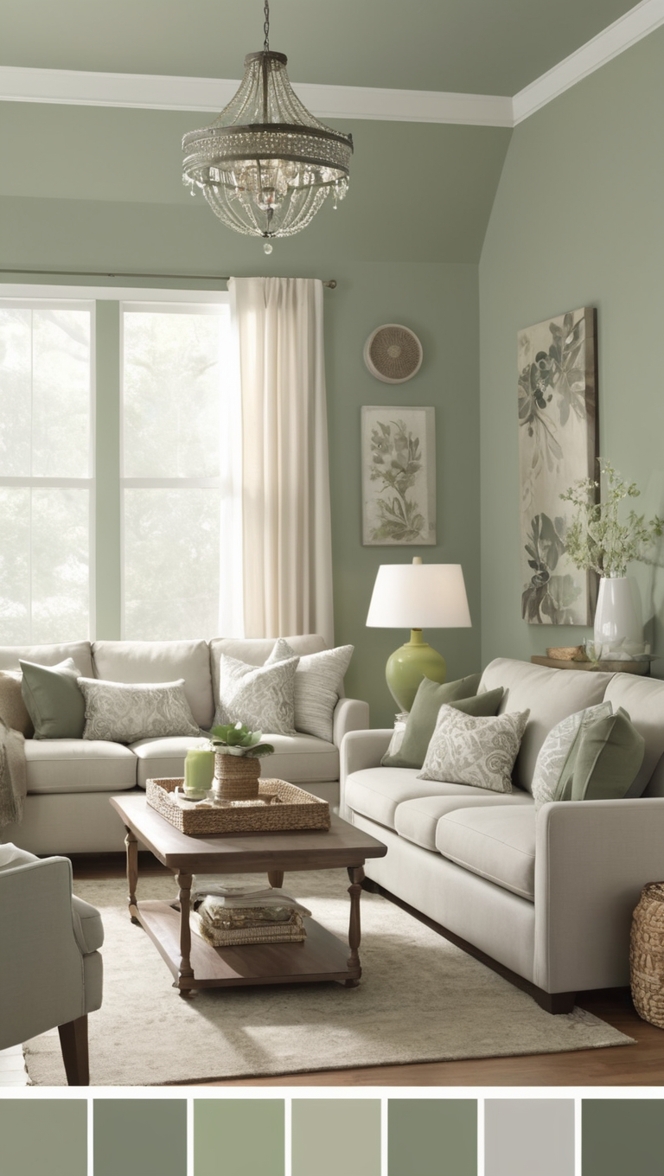 sage green decor, gray living room ideas, green and gray color scheme, modern sage green living room, gray and green decor