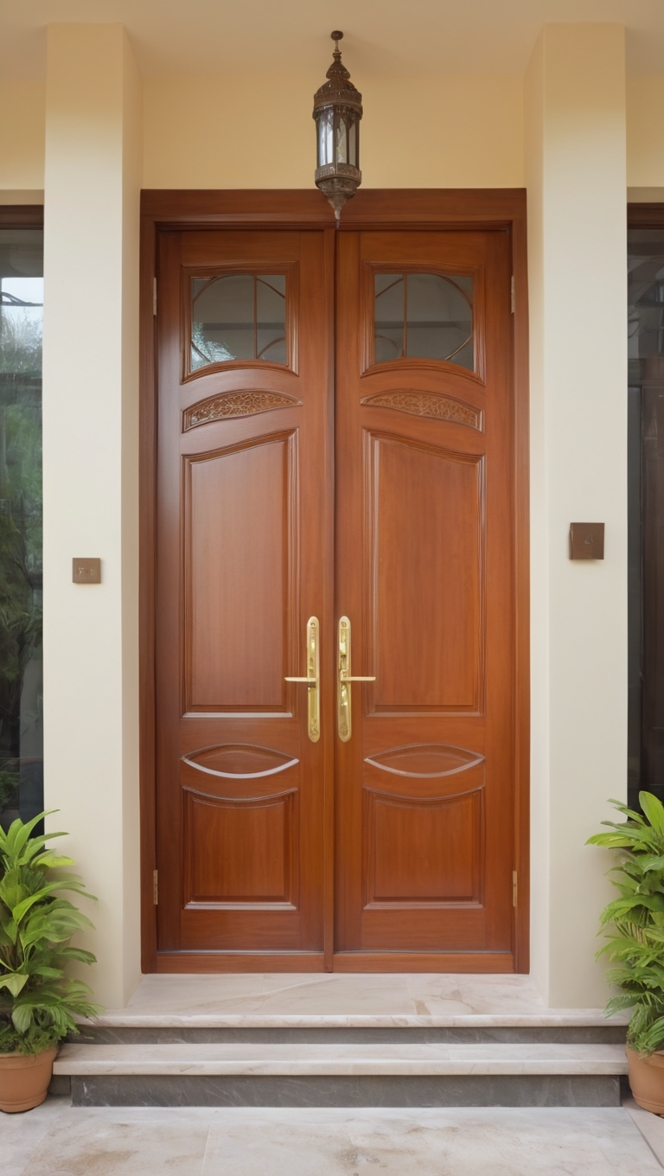 teak wood main door, luxurious main entrance, bespoke teak door design, premium wood entrance door, custom-made teak entryway
