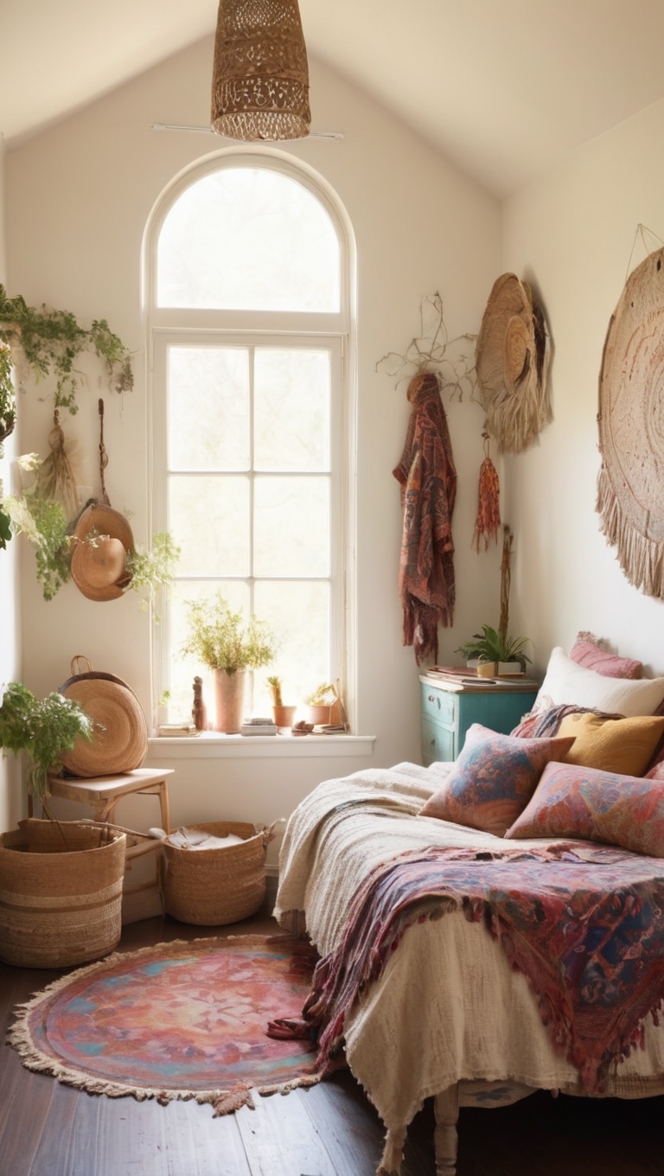 bohemian bedroom decor, rustic chic bedroom, country chic bedroom, shabby chic bedroom, vintage farmhouse bedroom