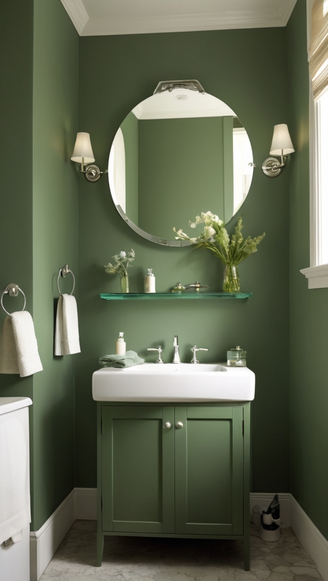 dark green tile, dark green walls, elegant bathroom decor, luxury bathroom design, spa bathroom ideas