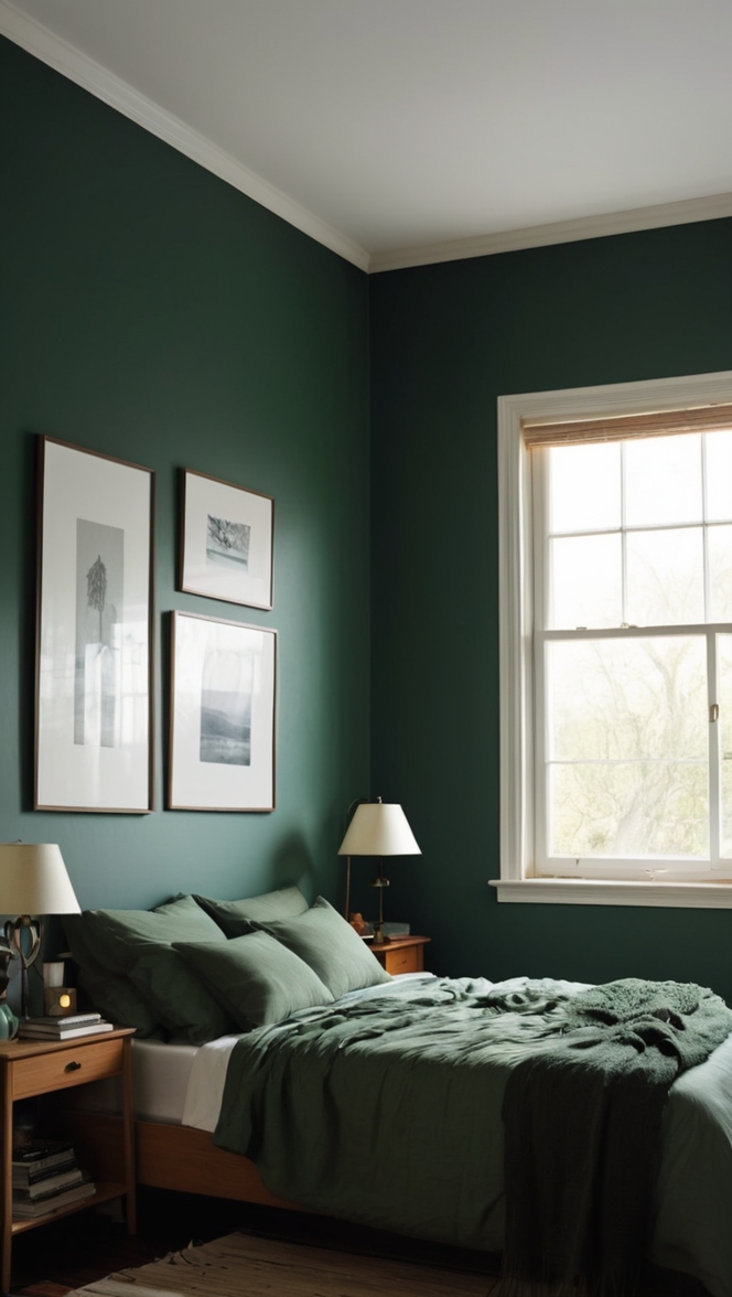 dark green bedroom decor,
dark emerald bedroom ideas,
moody bedroom design,
green bedroom furniture,
moody green bedroom walls