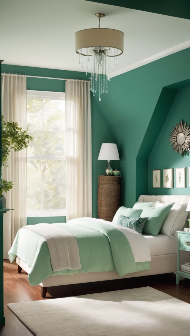 emerald green furniture, emerald green decor, emerald green bedding, emerald green curtains, emerald green paint