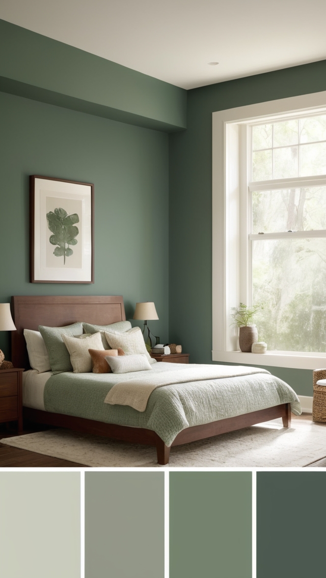 forest green paint, forest green wallpaper, forest green bedding, forest green curtains, forest green decor