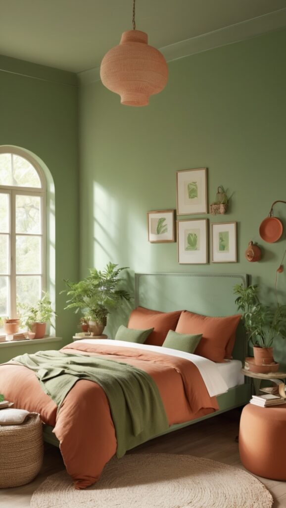 how-can-i-create-a-cozy-green-and-terracotta-bedroom