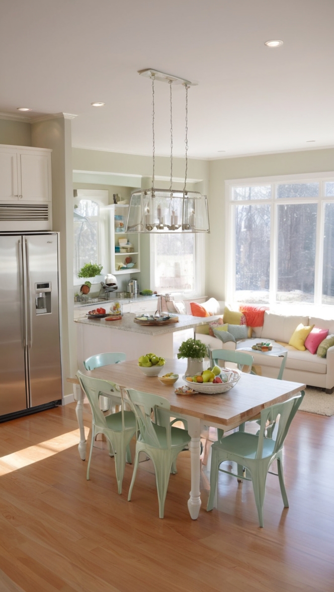 kitchen dining room, open concept living room, modern open kitchen, spacious living area, open floor plan