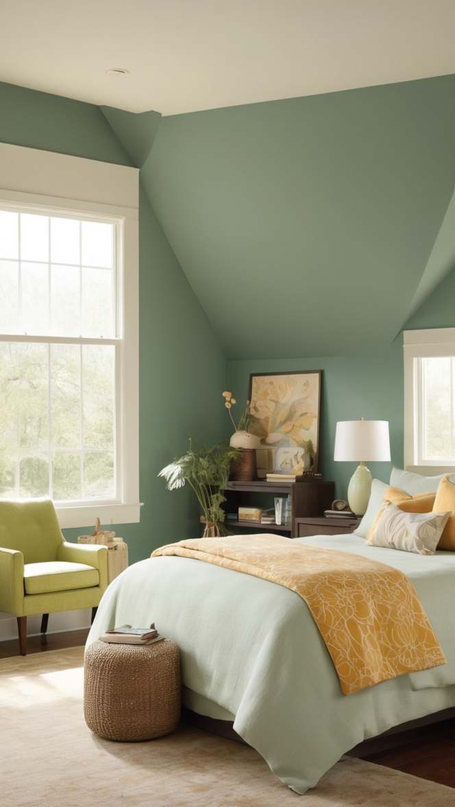 green bedroom decor ideas, moody bedroom inspiration, dark green bedroom design, green wall paint for bedroom, cozy bedroom decor