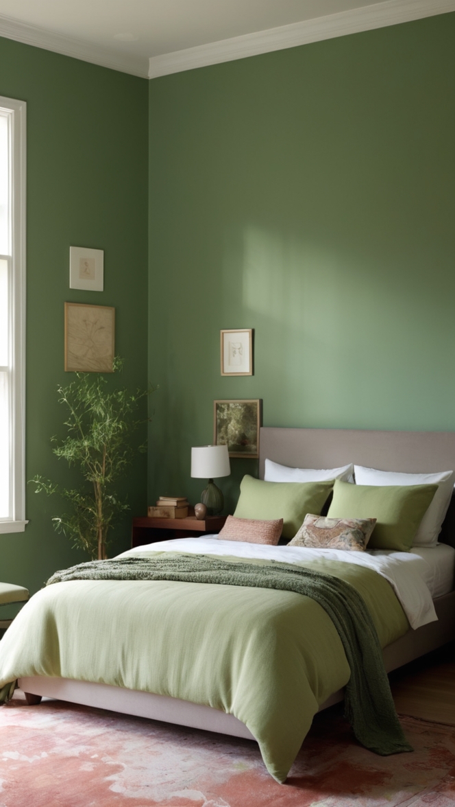 green bedroom decor ideas, moody bedroom inspiration, dark green bedroom design, green wall paint for bedroom, cozy bedroom decor
