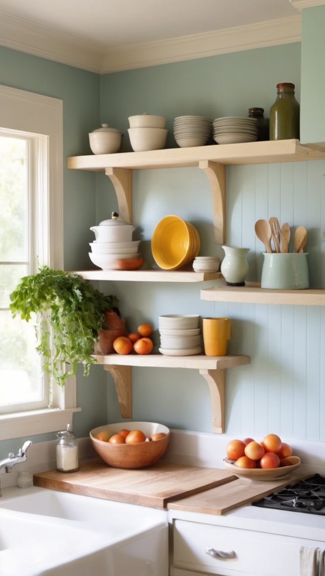 kitchen shelving ideas, floating kitchen shelves, DIY kitchen shelves, modern kitchen shelves, rustic kitchen shelves