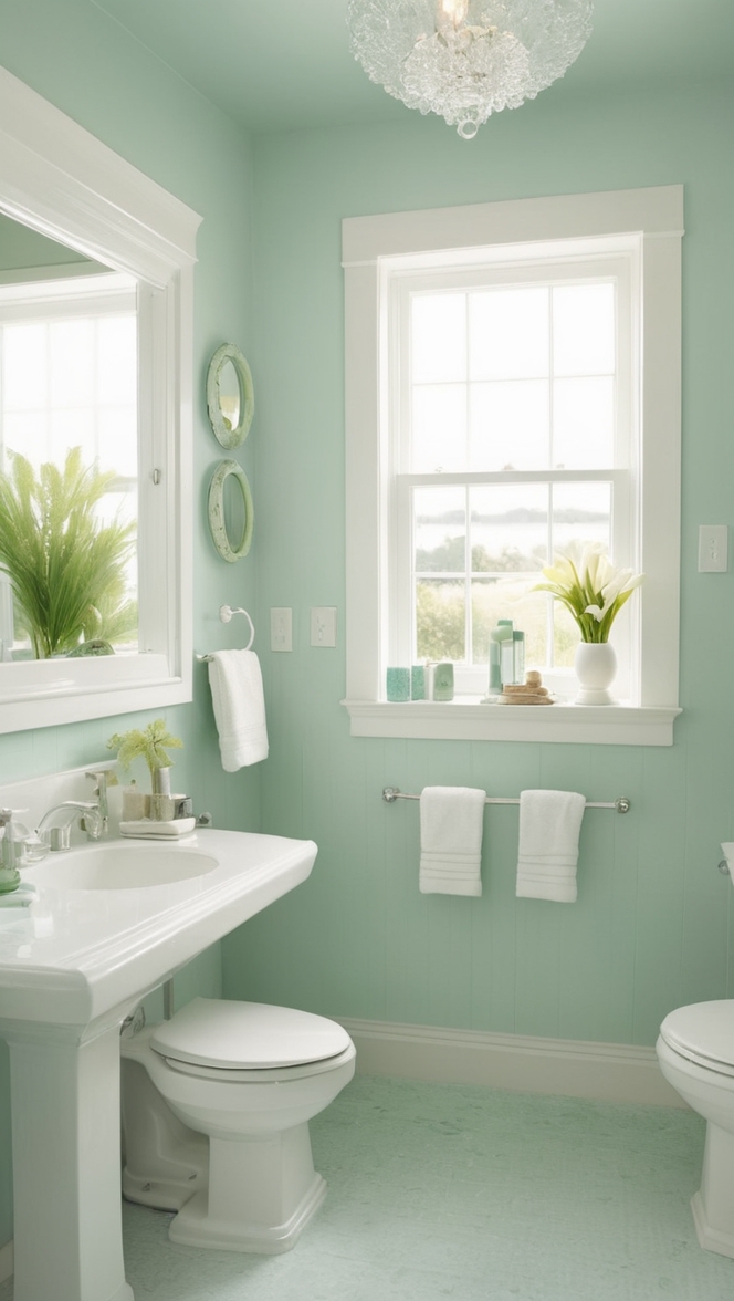 seafoam green paint, seafoam green tiles, seafoam green decor, seafoam green accessories, seafoam green towels