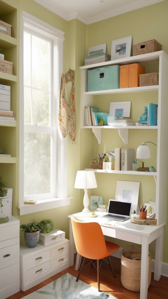 home office organization, workspace storage, desk organization, office shelving, filing system