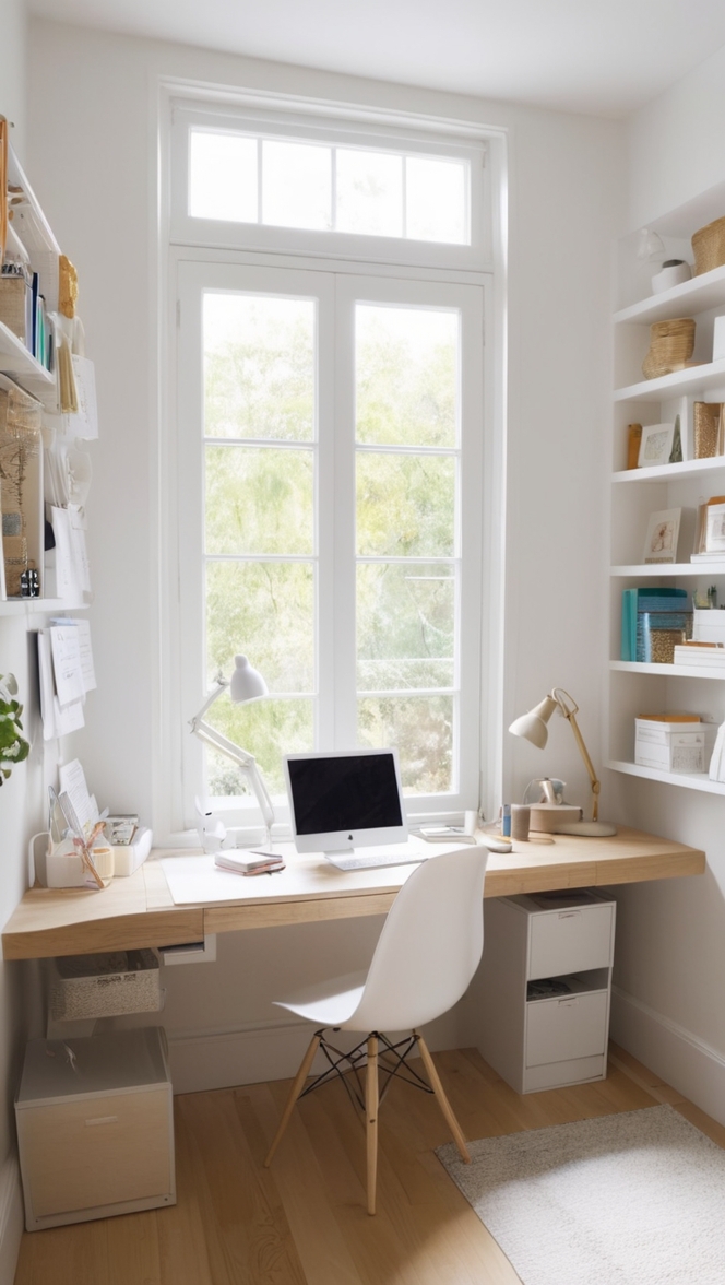 home office organization, home office shelving, small office storage solutions, home office cabinets, office storage ideas