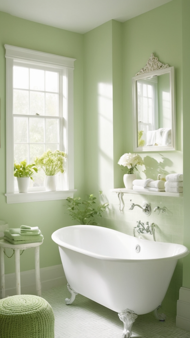 white tile bathroom, green bathroom decor, modern bathroom design, white and green tiles, luxury bathroom renovation