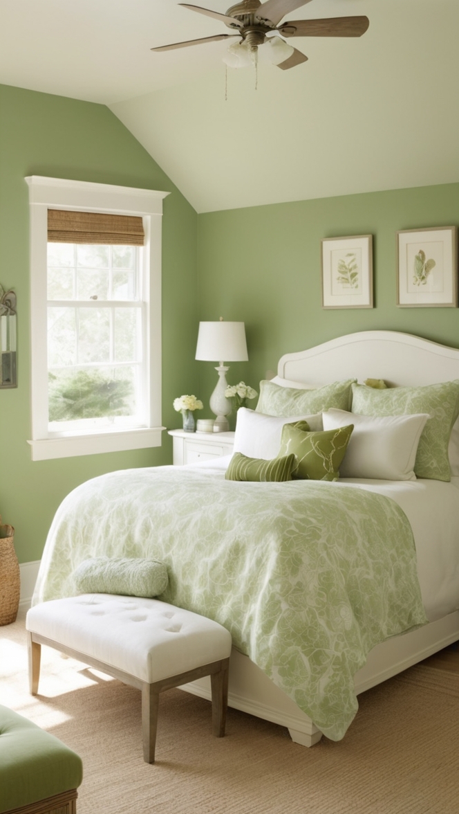 green and white bedroom, white green decor, elegant bedroom design, green and white color scheme, luxurious bedroom ideas