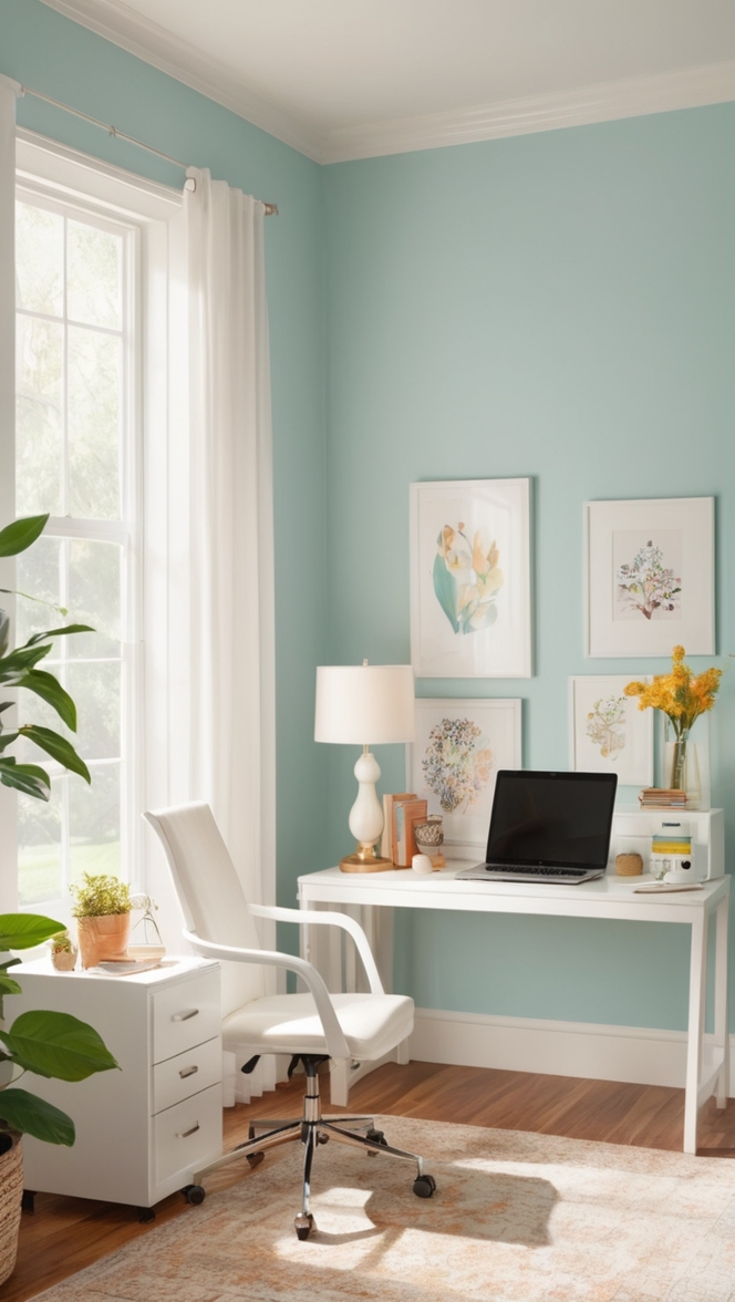 aesthetic office decor, modern home office design, chic workspace ideas, stylish office organization, elegant office furniture