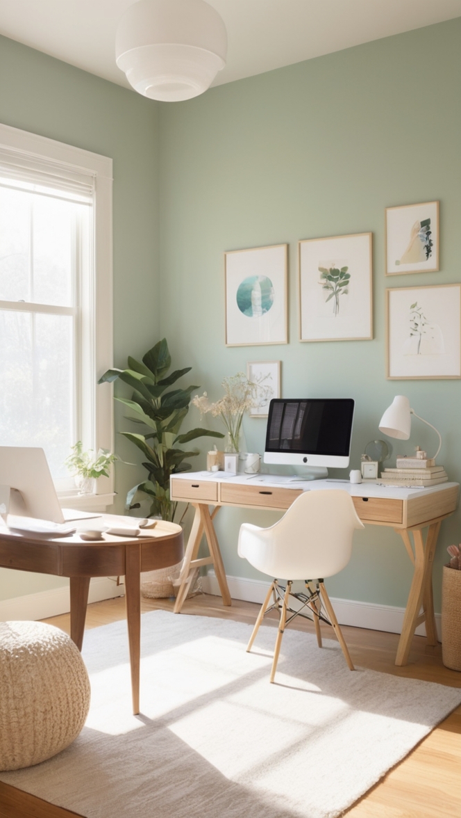aesthetic office decor, modern home office design, chic workspace ideas, stylish office organization, elegant office furniture