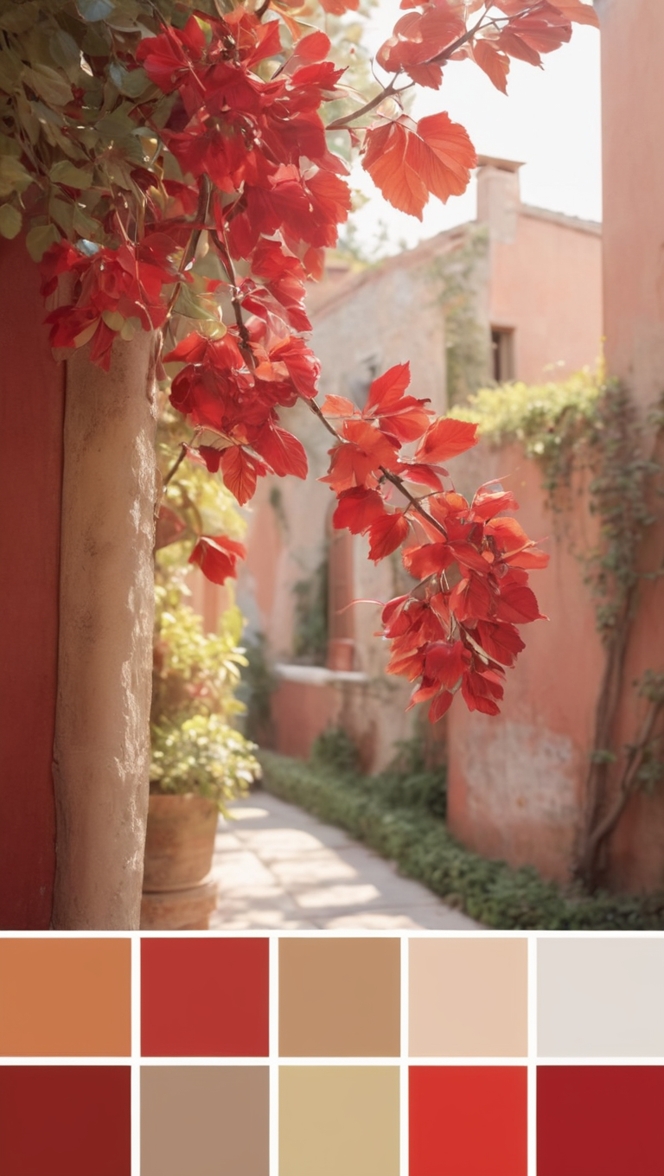 vibrant red paint, red color scheme, crimson color palette, ruby red decor, scarlet color palette