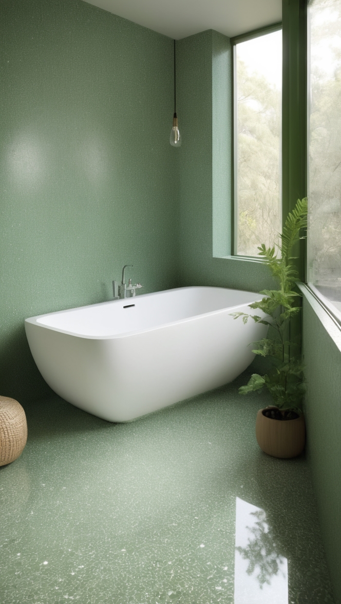 How would I incorporate a green terrazzo bathroom in my home? ?