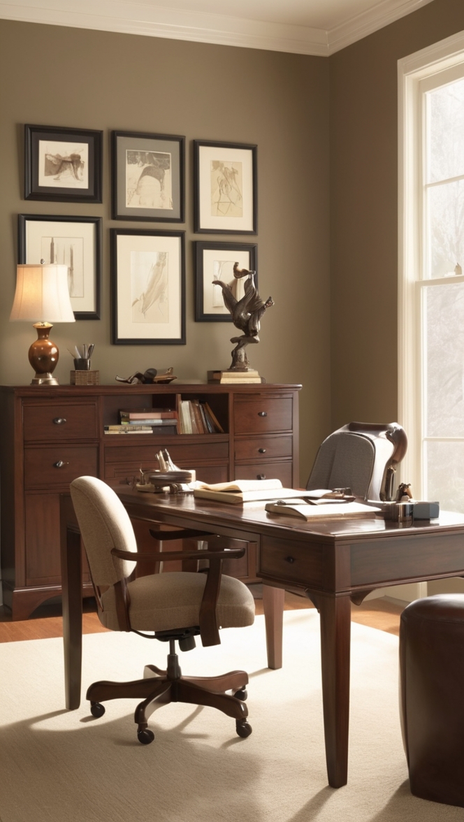 masculine office decor, office design ideas, stylish home office, modern office furniture, industrial office design