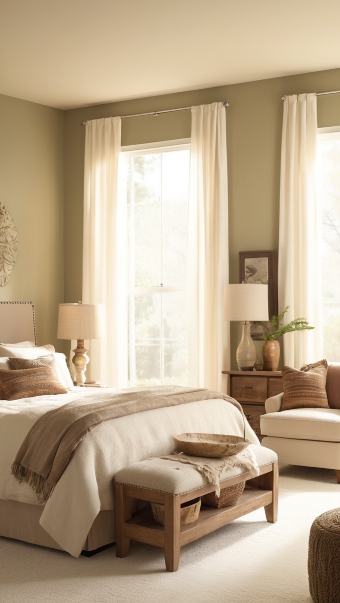 natural bedroom decor, earthy bedroom design, eco-friendly bedding, sustainable furniture, organic cotton sheets