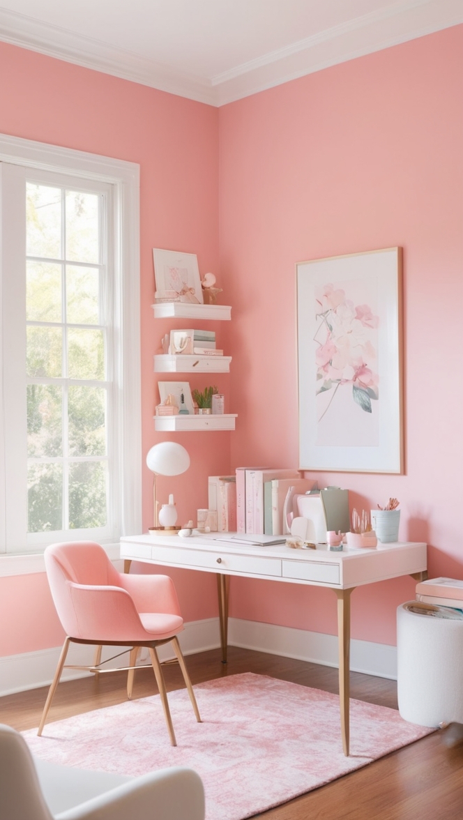 pink office decor, pink office organization, pink office furniture, pink office accessories, pink office supplies