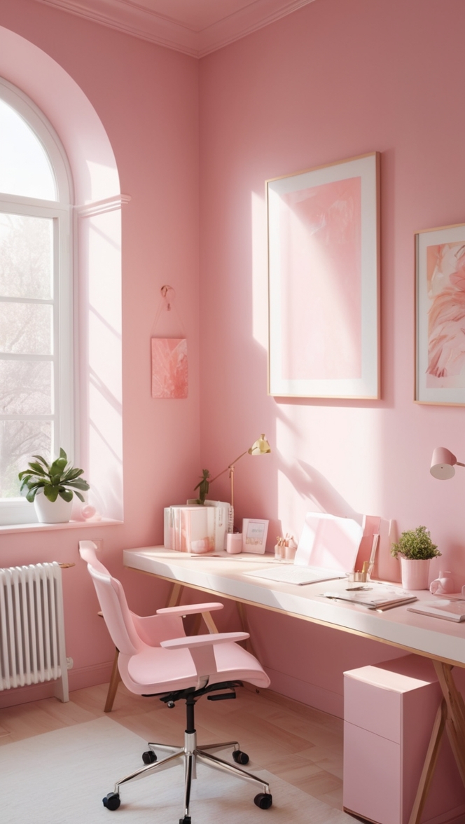 pink office decor, pink office organization, pink office furniture, pink office accessories, pink office supplies