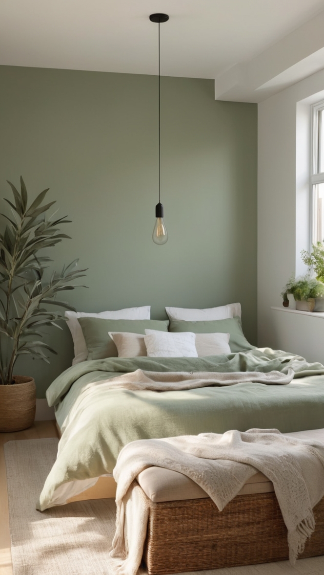 sage green decor, vintage green bedroom, luxurious green interiors, serene green retreat, elegant green furnishings