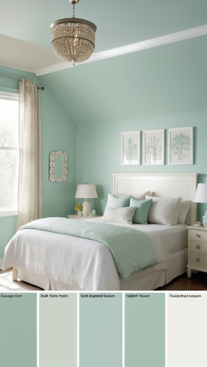 seafoam green paint, seafoam green bedding, seafoam green decor, seafoam green curtains, seafoam green furniture