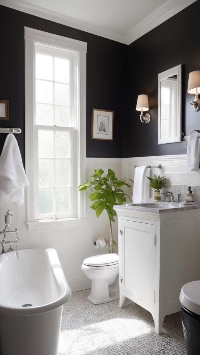 Stylish Small Full Bathroom Ideas in Black and White ?